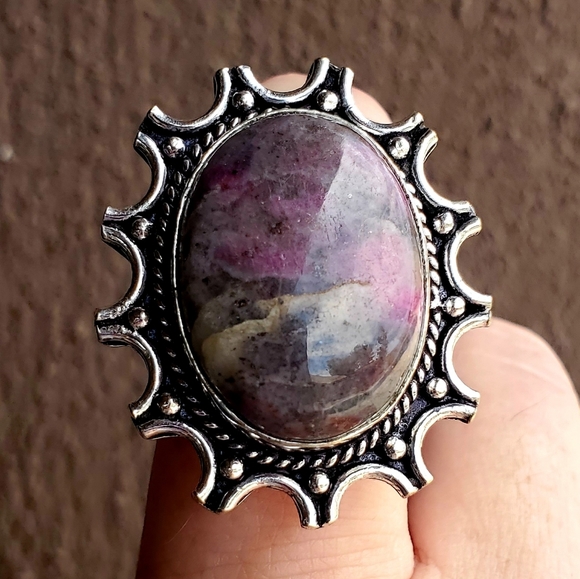 New Natural Pink Tourmaline 13 Moon 925 Silver Ring. - Picture 6 of 16